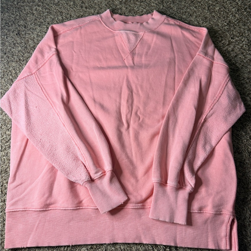 Aerie Pink Crewneck Sweatshirt Womens XS Oversized Lounge Pullover